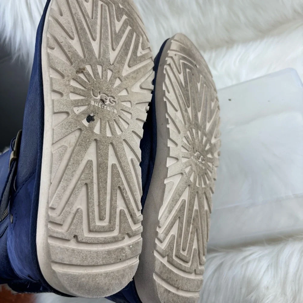 UGG Blue Winter Boots with Shearling and Studded Strap